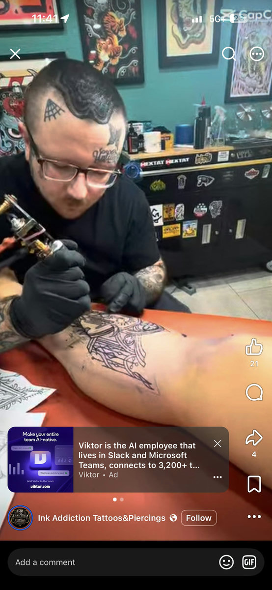 Fine line ornamental leg tattoo in progress